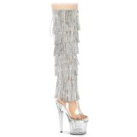 SPECTATOR-3019C-RSF Pleaser textured platform over knee boot 8-layer chrome plated clear silver