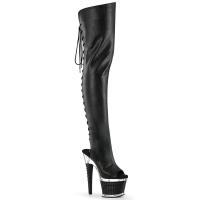 SPECTATOR-3030 Pleaser high heels textured platform tigh high boot black matte
