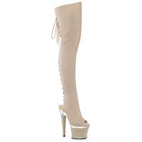 SPECTATOR-3030 Pleaser high heels textured platform tigh high boot nude matte