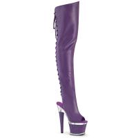 SPECTATOR-3030SPECTATOR-3030 Pleaser high heels textured platform tigh high boot purple matte