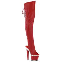 SPECTATOR-3030 Pleaser high heels textured platform tigh high boot red matte