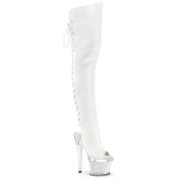 Sale SPECTATOR-3030 Pleaser High Heels Struktur Plateauoverkneestiefel klar weiß Matt 40
