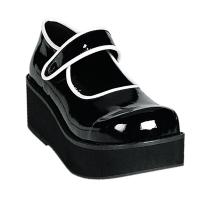 SPRITE-01 DemoniaCult Gothic Damen Plateau Riemen Pumps Schuhe schwarz weiß Lack