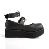 Sale SPRITE-02 DemoniaCult platform pump shoes ankle strap heart o-ring black matte 42