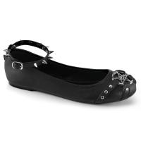 STAR-23 DemoniaCult Damen Ballerina Schuh Pentagramm-Detail Nieten schwarz Lederlook