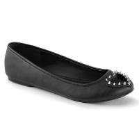 STAR-24 DemoniaCult Damen Ballerina Schuhe Herz Cutout schwarz Lederlook Kunstfell