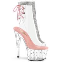 Sale STARDUST-1018C-2RS Pleaser High Heels Plateaustiefeletten Strass klar babypink 40