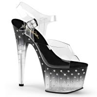 STARDUST-708T Pleaser high heels platform sandal tinted clear black rhinestones