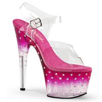 STARDUST-708T Pleaser high heels platform sandal tinted clear pink rhinestones