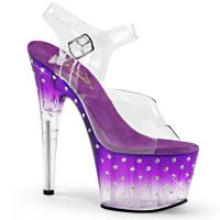 STARDUST-708T Pleaser High-Heels Plateausandaletten Tönung klar lila mit Strass
