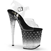 Sale STARDUST-808T Pleaser high heels platform sandal tinted black clear rhinestones 38