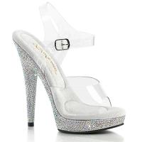 SULTRY-608DM Fabulicious ladies ankle strap sandal clear silver rhinestones