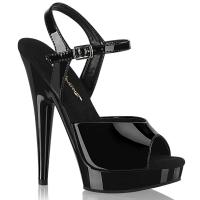 SULTRY-609 Fabulicious Damen High Heels komfortable Plateausandaletten schwarz Lack