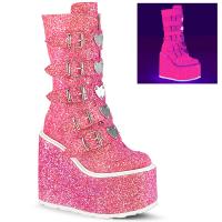 Auktion SWING-230G DemoniaCult wedge platform knee boots 10 buckles pink glitter 38