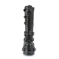 Sale SWING-327 DemoniaCult Keilplateau Schnürstiefel schwarz Lederoptik mit Spikes 37