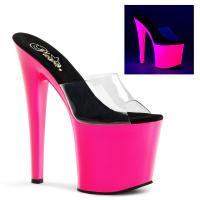 TABOO-701UV Pleaser High-Heels Plateaupantoletten klar Neon pink UV reaktiv