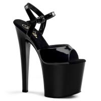 TABOO-709 elegante Pleaser Damen High-Heels Plateausandaletten schwarz Lack