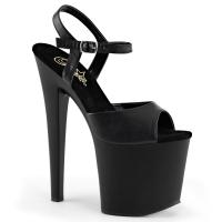 TABOO-709 elegante Pleaser High-Heels Plateausandaletten schwarz Lederoptik