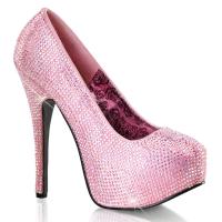 TEEZE-06R Bordello High Heels Plateau Stiletto Pumps babypink Satin Strass