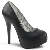TEEZE-06W Pleaser Pink Label high heels wide width pump black matte with concealed platform