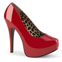 TEEZE-06W Pleaser Pink Label high heels wide width pump red patent with concealed platform