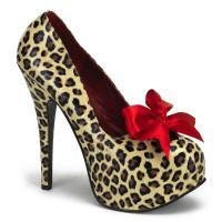 TEEZE-12 Bordello concealed platform pump ribbon bow cheetah print matte