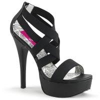 TEEZE-47W Pleaser Pink Label High Heels Plateau Sandaletten schwarz Elastikbänder