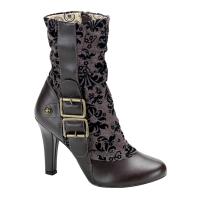 TESLA-106 DemoniaCult Damen High Heels Plateau Stiefeletten braun Lederoptik Tweed