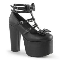 TORMENT-600 DemoniaCult Damen Plateau Pumps im Käfigstil Kegelnieten schwarz Lederoptik