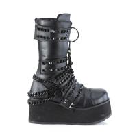 Sale TRASHVILLE-138 DemoniaCult Unisex wadenhohe Stiefel Nieten Ring schwarz Lederoptik 43