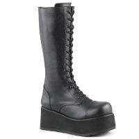 TRASHVILLE-502 DemoniaCult Damen Herren Plateaustiefel schwarz 17-Loch Schnürung