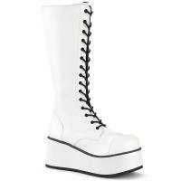 Sale TRASHVILLE-502 DemoniaCult Damen Herren Plateaustiefel weiß Lederoptik 17-Loch Schnürung 39