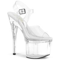 TREASURE-708EST Pleaser vegan high heels ankle platorm sandal base compartment clear