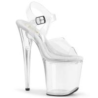 TREASURE-808FLA Pleaser vegan high heels ankle platorm sandal base compartment clear