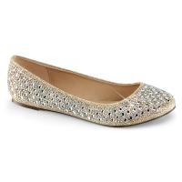 TREAT-06 Fabulicious ladies ballet flat rhinestones nude glitter mesh fabric