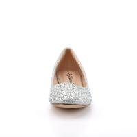 Sale TREAT-06 Fabulicious Damen Ballerina Schuhe Strasssteinchen silber Glitter Gewebe 40