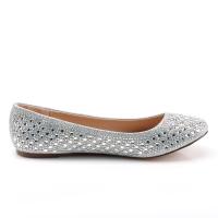 Sale TREAT-06 Fabulicious Damen Ballerina Schuhe Strasssteinchen silber Glitter Gewebe 40