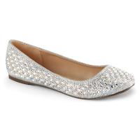 Sale TREAT-06 Fabulicious ladies ballet flat rhinestones silver glitter mesh fabric 38