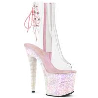 UNICORN-1018C Pleaser high heels platform open toe ankle boot opal holographic glitters