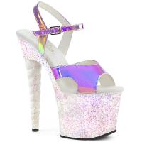 UNICORN-711LG Pleaser high heels platform sandal unicorn heel purple opal multi glitter