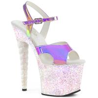 UNICORN-711LG Pleaser High-Heels Plateausandaletten Einhornabsatz lila opal Glitter