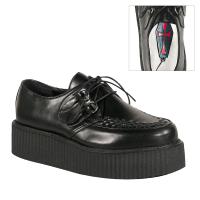 V-CREEPER-502 vegane Demonia Damen Herren Schnürschuhe schwarz Lederoptik