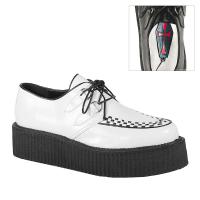 V-CREEPER-502 vegane Demonia Damen Herren Schnürschuhe weiß-schwarz Lederoptik