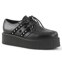 V-CREEPER-538 vegane DemoniaCult Damen Herren Schuhe schwarz Lederoptik Sterne Nieten