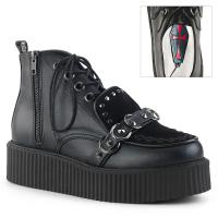 V-CREEPER-555 hochgeschnittene DemoniaCult Unisex Schuhe schwarz Lederoptik O-Ringe Nieten