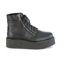 Sale V-CREEPER-571 DemoniaCult Damen Plateau Schnürstiefeletten schwarz Lederoptik 39