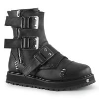 VALOR-150 DemoniaCult wadenhohe Damen Herren Plateau Stiefeletten schwarz Lederoptik