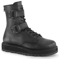 VALOR-250 DemoniaCult Damen Herren Schnür-Stiefel Plateau Riemen schwarz Lederlook
