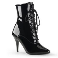 VANITY-1020 Pleaser high heels lace up ankle boots black patent