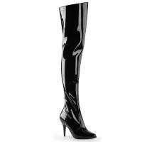 Sale VANITY-3010 elegante Pleaser High-Heels Overkneestiefel schwarz Lack 44